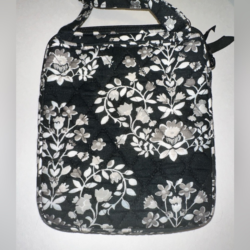 Vera Bradley MINI HIPSTER Floral Shoulder Crossbody Bag Black/Gray‎ EUC - Picture 3 of 9